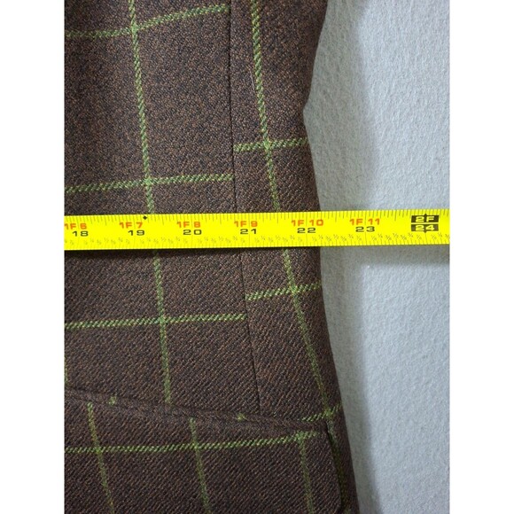 TailorByrd Flannel Windowpane Sport Coat 42L Brown Wool Ticket Pocket - Picture 7 of 14